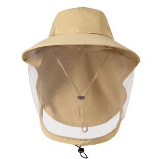 Mesh Mask Anti-Mosquito Sunshade Hat for Men and Women Summer Outdoor Large Brim Anti-Uv Fishing Camping Style Mountaineering Hat