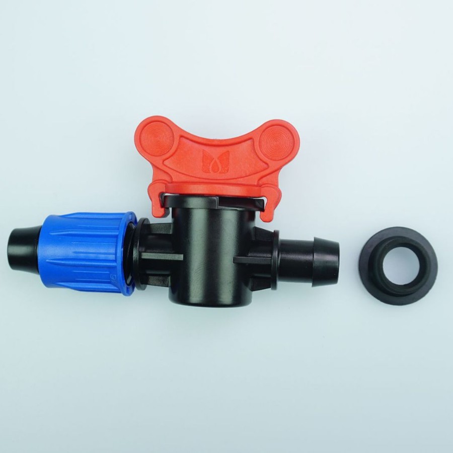 Blue Cap 16 PE tubo de bloqueo válvula de derivación con junta de junta en forma de T para evitar la caída de microrroyección goteo tubería de riego por aspersión