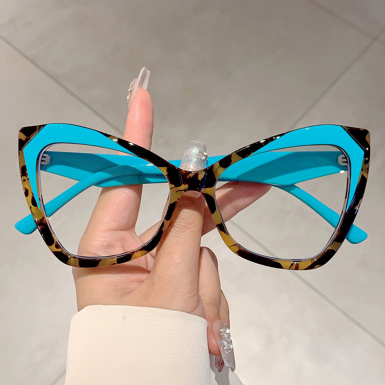Retro Cat Eye Blaulichtfilterbrille Für Damen Mit Kontrastrahmen_voghion.com