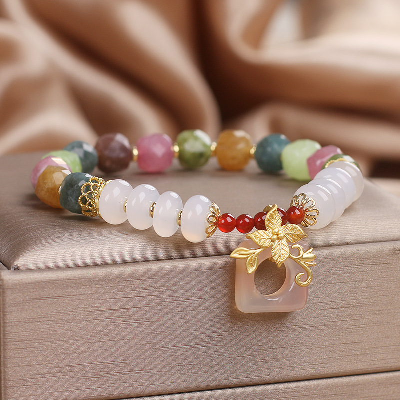 Nueva pulsera de cuentas de cristal de color chino lujoso ligero nicho delicado estilo nacional pulsera 2024 nueva explosión joyas de mano para mujeres