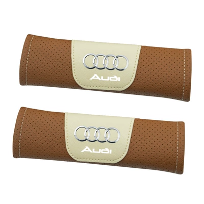 Logo Seatbelt Shoulder Pads, Seat belt shoulder pad - audi-brown-1-pair