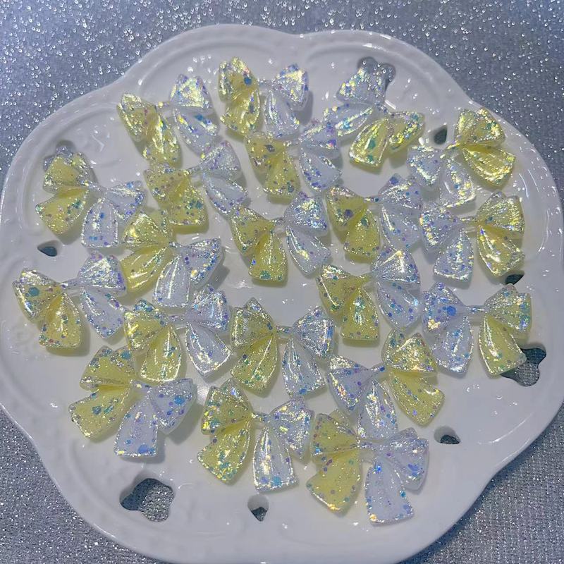 【悬浮爆闪小蝴蝶结】卡28×25mm萤火虫夜光 手工DIY饰品-树脂花|undefined