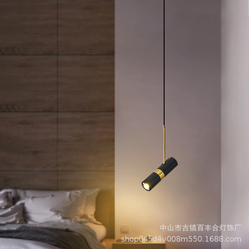北欧极简轻奢长线单头小射灯现代简约创意餐厅吧台灯卧室床头吊灯-阿里巴巴