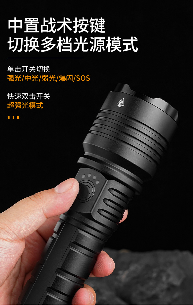 Cross-Border New Model Canglong White Laser Led Lighting Flashlight, Rechargeable, Zoomable, Outdoor Long-Range, High-Power, Ultra-Bright