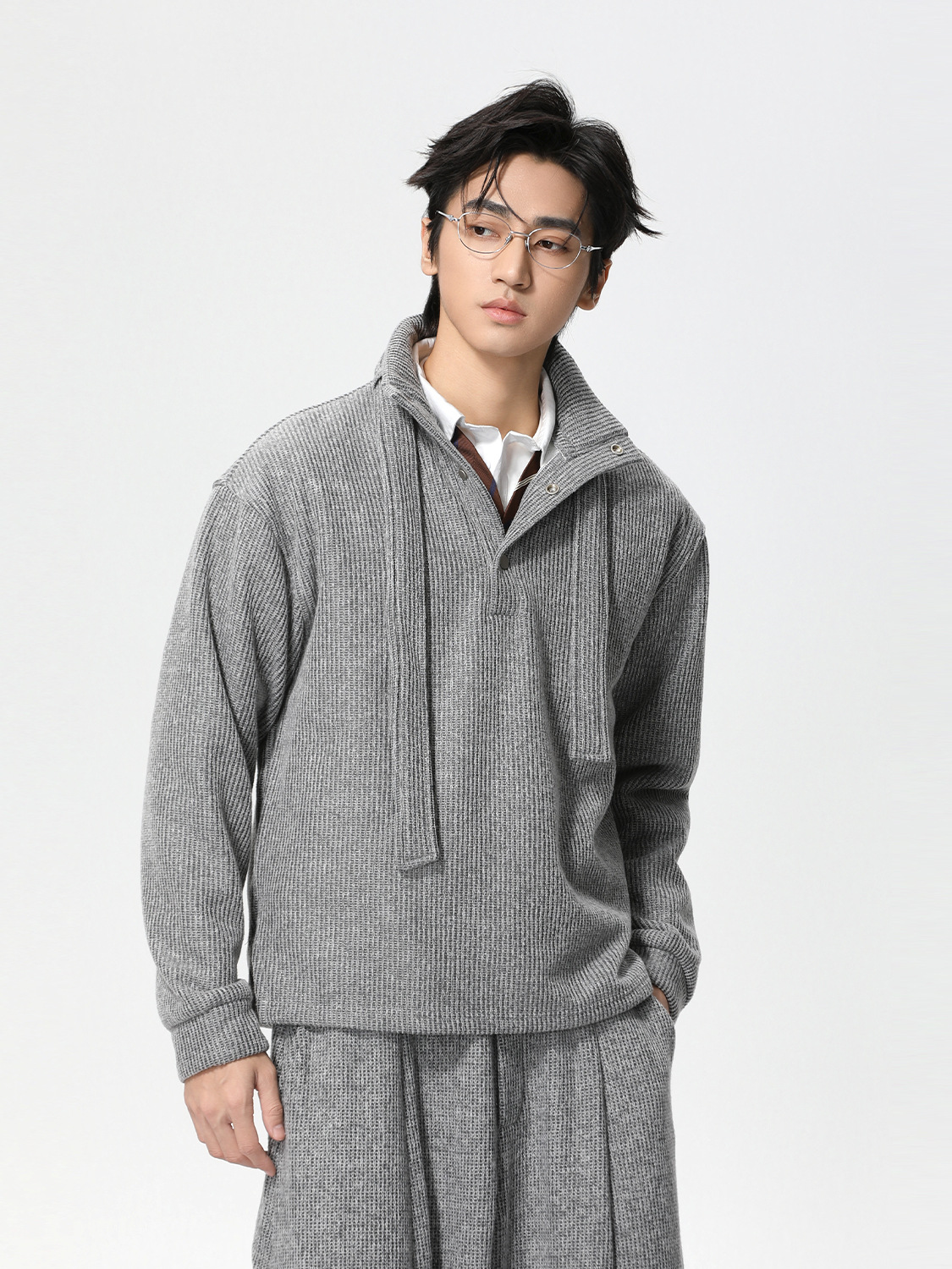 MTLCLOTHES Hombres| Perezoso simple 470g peso relajado conjunto casual de punto de color sólido