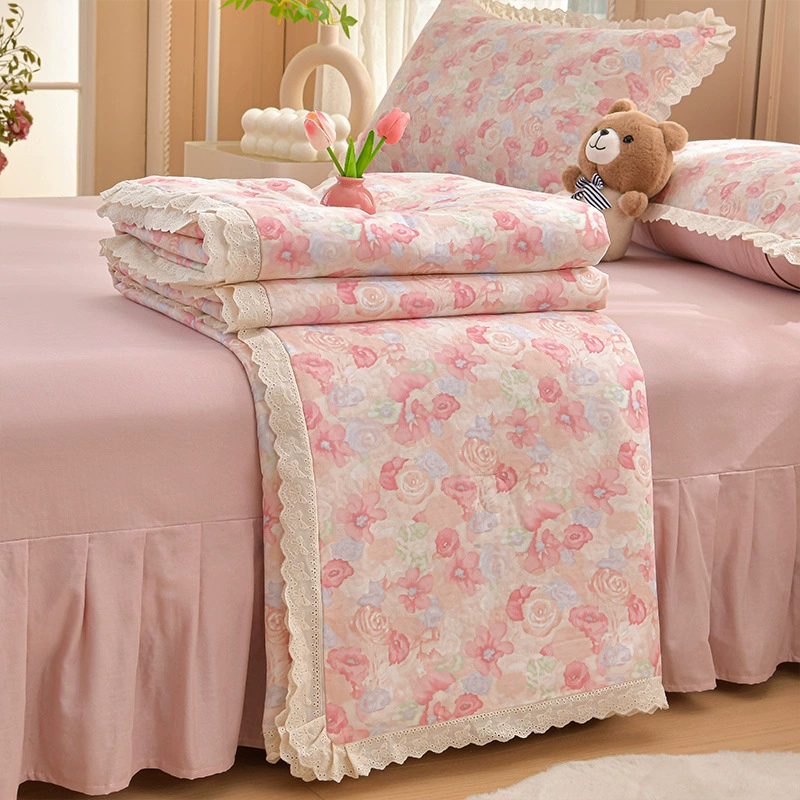 Cotton double-layer fresh bedspread, summer duvet, set, 4 piece set