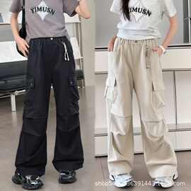 2025夏季新款女孩6到12岁中大童工装裤女童薄款休闲速干直筒裤潮