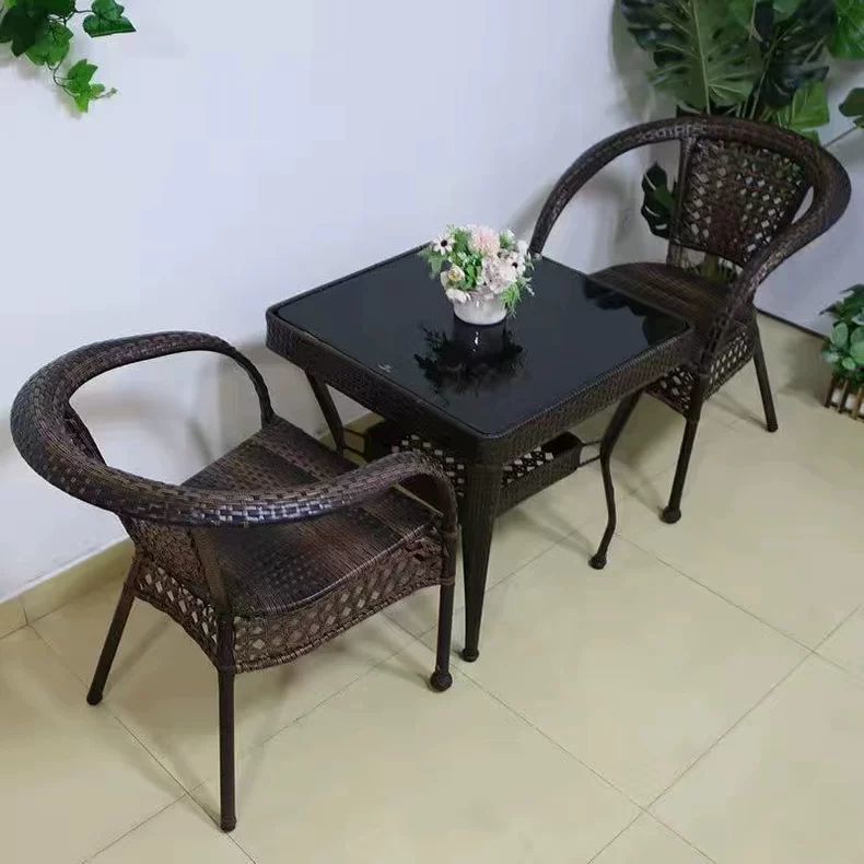 의자 2개 + 검정색 유리 사각 테이블 64개 [쿠션 포함 무료]