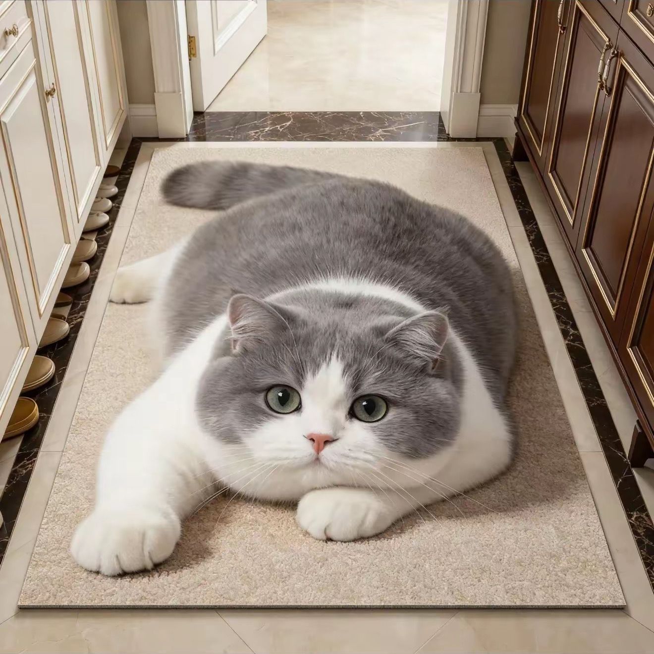 In-Stock British Shorthair Cat Door Mat Diatomaceous Earth Foot Mat Cute Fat Cat Bathroom Toilet Water-Absorbent Non-Slip Foot Mat