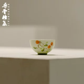 寻云雅集手绘柿柿如意茶杯陶瓷主人杯功夫茶具精致品茗杯喝茶单杯