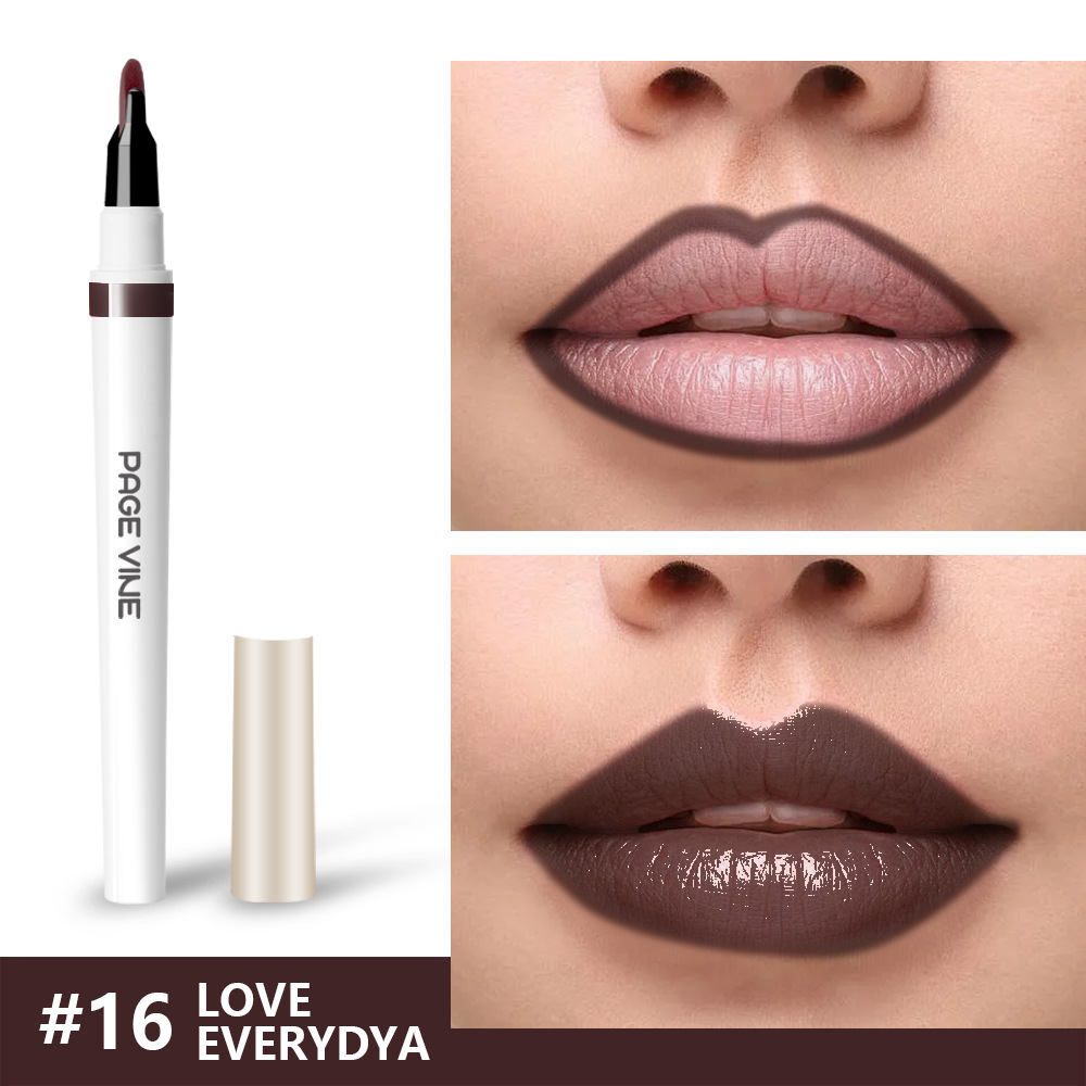 Lípido labial de maquillaje transfronterizo 2 - en - 1 lipstick impermeable y duradero, lipstick líquido de lipstick