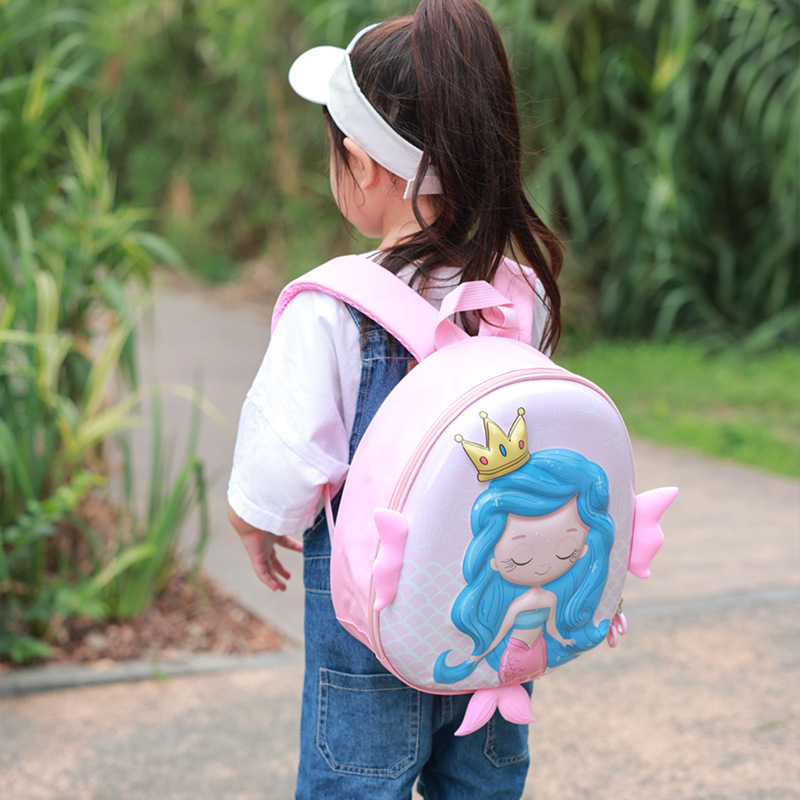 Mochila de jardín de infantes de dibujos animados nueva mochila para niños de 2 - 5 años de edad, mochila de cáscara de huevo de sirena encantadora