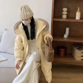 加工定制新中式毛领羽绒服女中长款过膝小个子加厚2025年春季外套