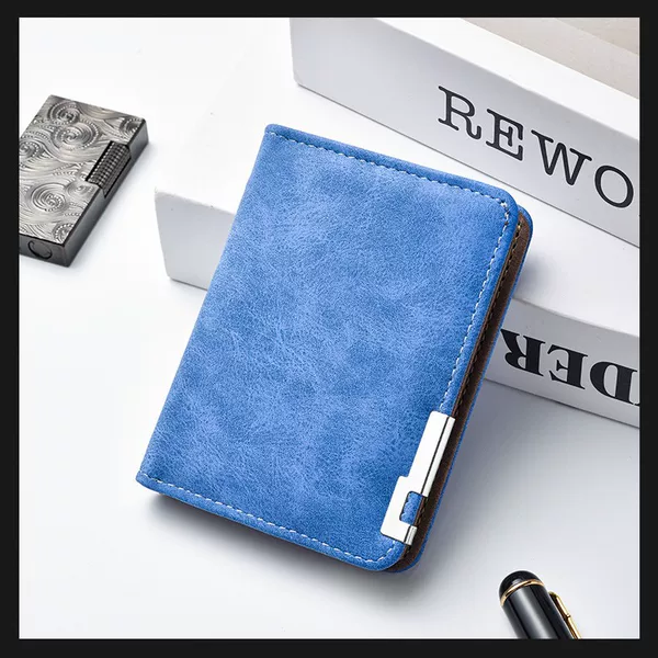 Retro Men's Short Wallet, Matte Pu Leather Dollar Bill Holder, Men's Wallet, Youth Ticket Holder, Driver's License Wallet, Card Holder