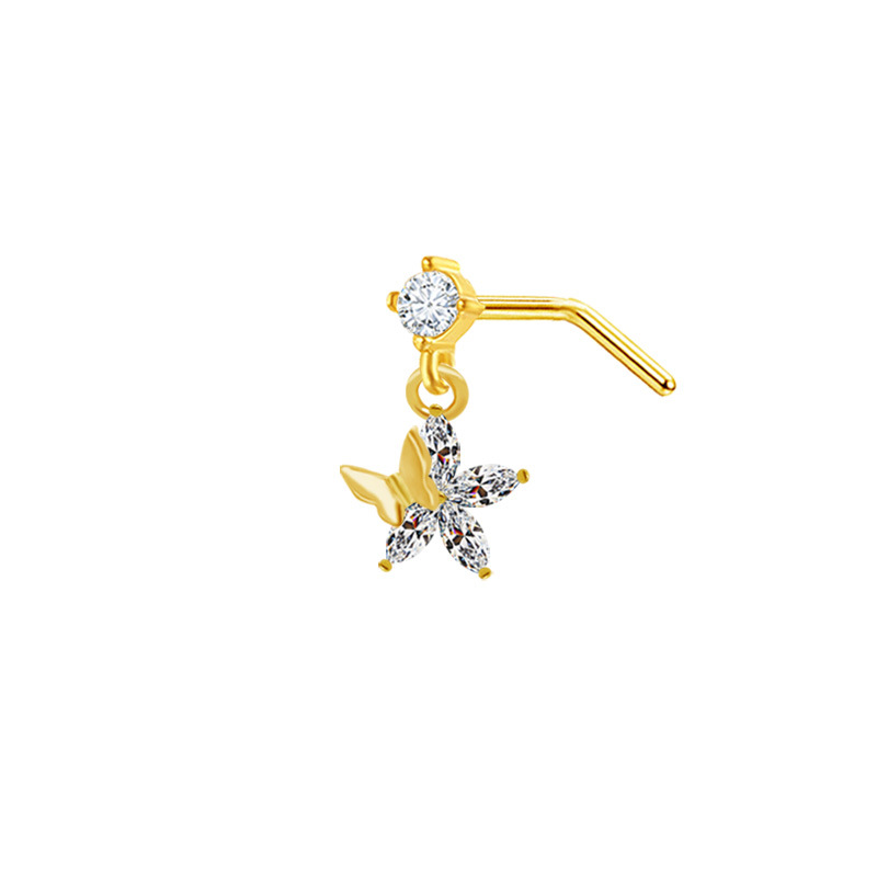 Fabbrica di gioielli per piercing al naso con perno a L a forma di cuore in zircone europeo e americano transfrontaliero Gatte_voghion.com
