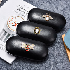 Glasses case, contact lens case, integrated contact lenses, myopia glasses, universal anti-pressure leather personalized storage box wholesale