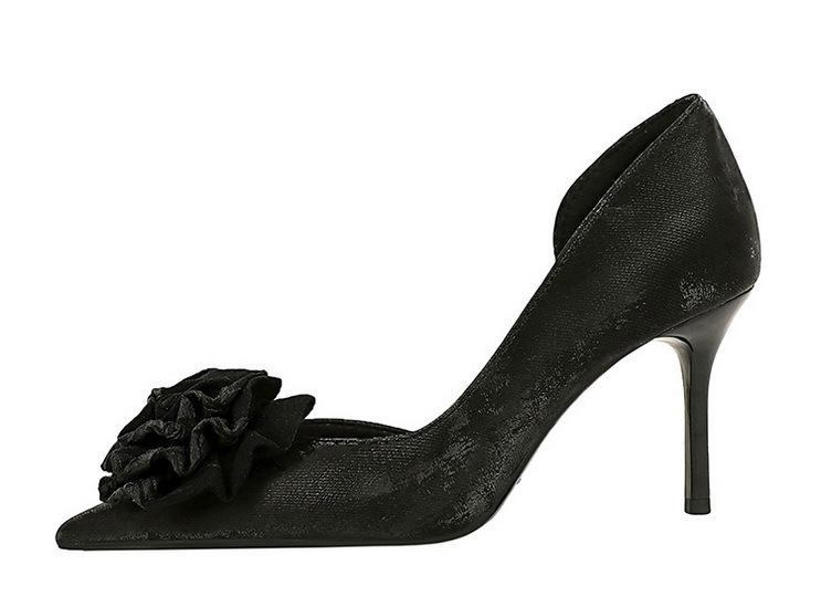 High heels, stiletto heels, shallow-cut, pointy side, floral shingles_voghion.com