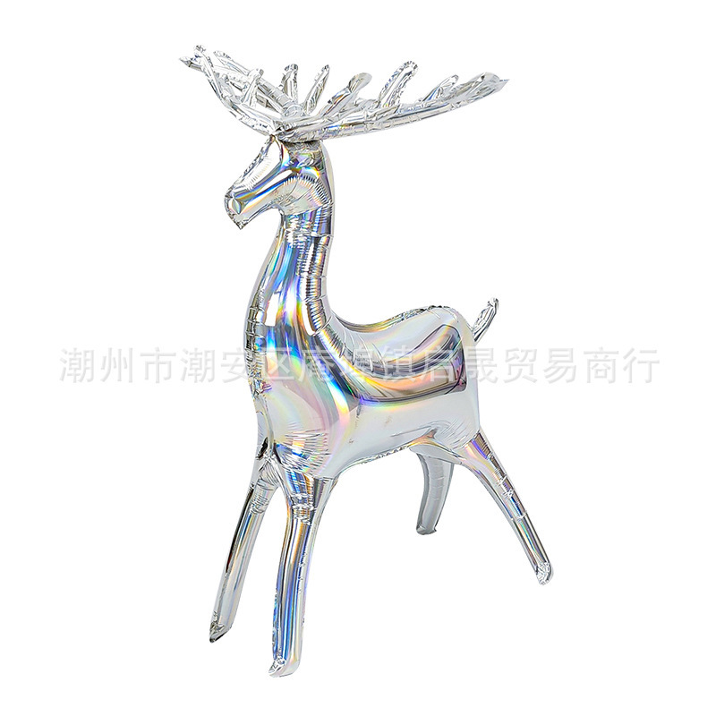 跨境特大号站立麋鹿气球金色渐变圣诞派对新年节日装饰布置雪橇|undefined