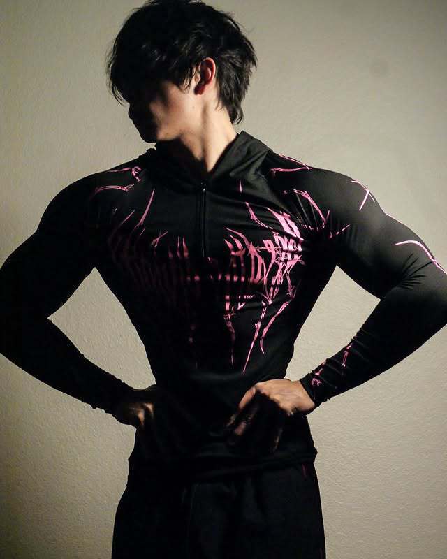 Breathedivinity毒液新梦魇男运动健身连帽衣半拉链速干弹力长袖|undefined