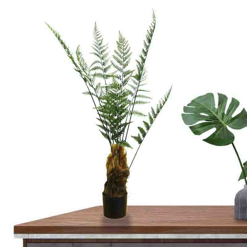 Simulación de árboles falsos biónicos plantas verdes de alambre dorado, helechos, plantas de maceta interior, decoración de la sala de estar, decoración del paisaje