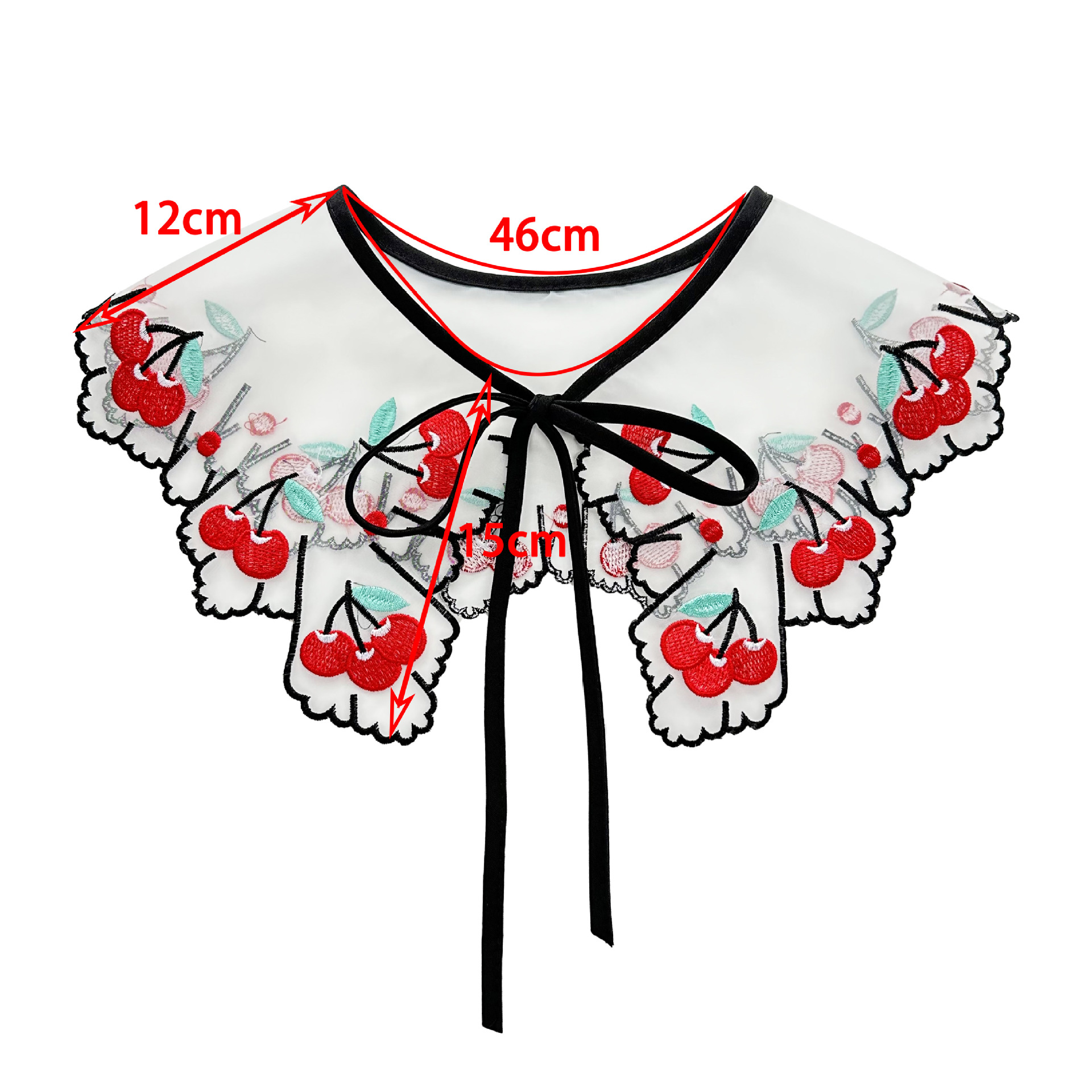 Cross-border popular organza cereza bordada con cordones arco collar falso collar chal Decoración Ropa de los niños de las mujeres del todo-fósforo