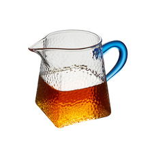 8JDK耐高温锤纹玻璃公道杯带把手 加厚高硼硅玻璃分茶器茶海 茶道