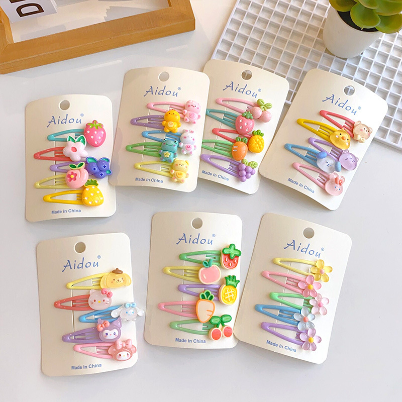 5 Pack Cartoon Fruit Baby Hair Clips for Forehead, Child Cute Fringe Hair Accessories