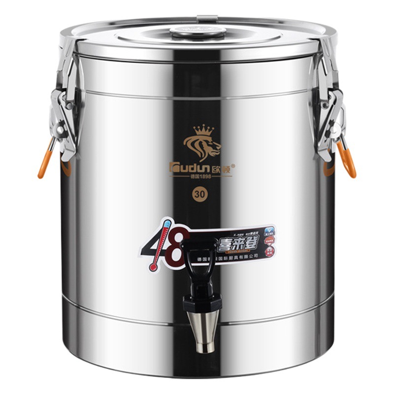Orton cubo aislado de acero inoxidable Cubo de sopa comercial con grifo Cubo de té de leche de soja leche hielo en polvo agua hervida arroz gachas puesto