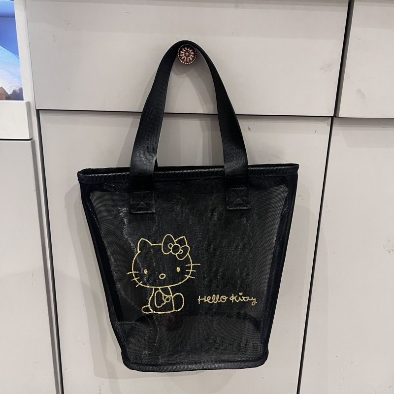 kt猫透明网纱手拎包简约女包手提百搭休闲上街化妆包洗漱包沥水|undefined