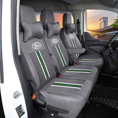 Transit seat covers, Ford Transit Modelə uyğun (Original) oturacaq örtükləri - 3-seater-gray-leather-four-season-ice-silk-default-item