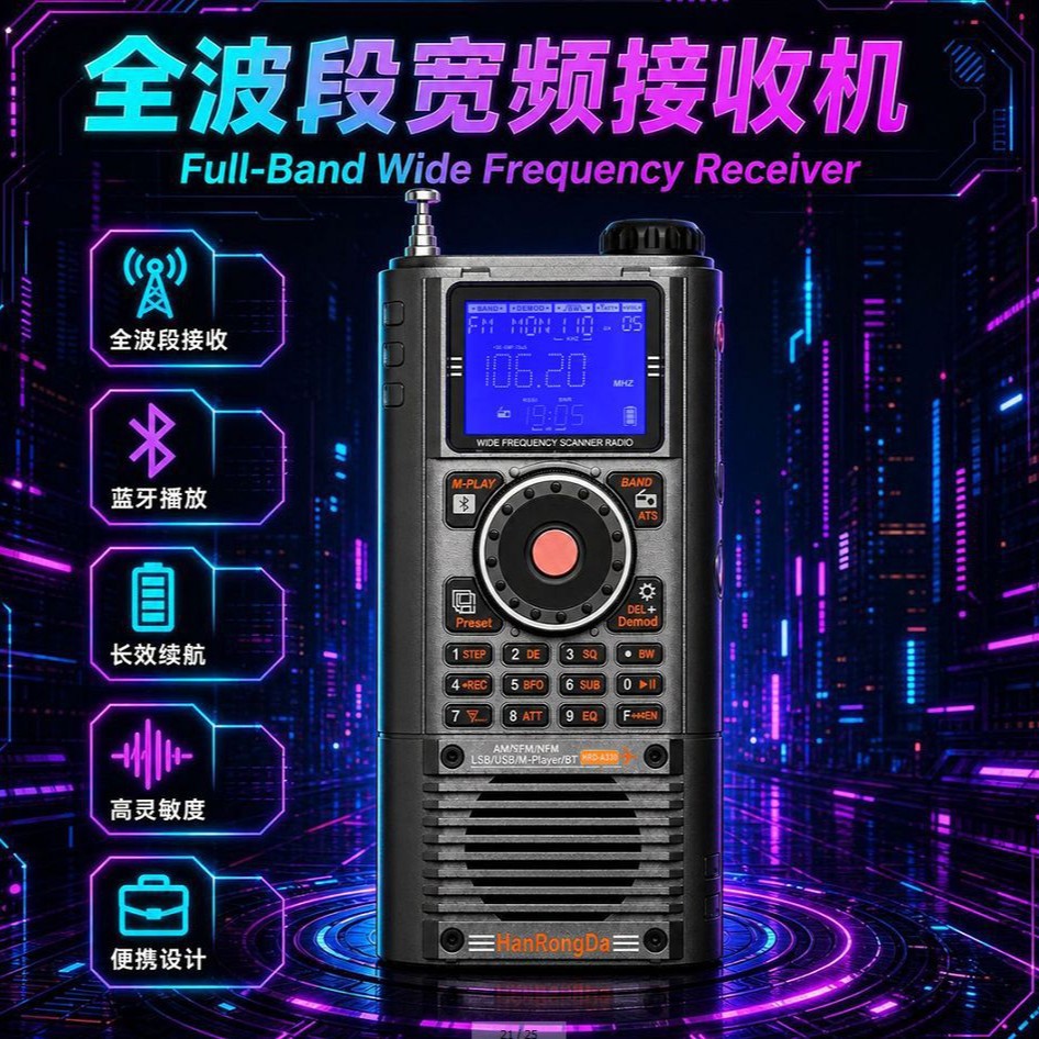 HRDA330收音机新款全波段蓝牙插卡收音机便携式多功能播放器