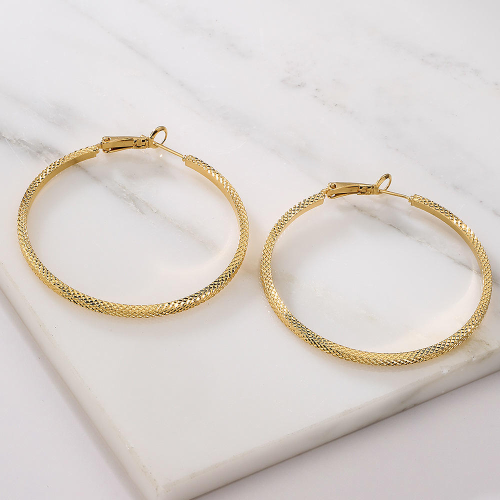 Fashion Circle Copper Gold Plated Hoop Earrings 1 Pair