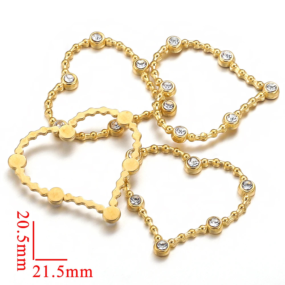 All Seasons Season 4 PCS/Package 21.5mm Diameter 304 Stainless Steel Zircon Solid Color Pendant Jewelry Accessories