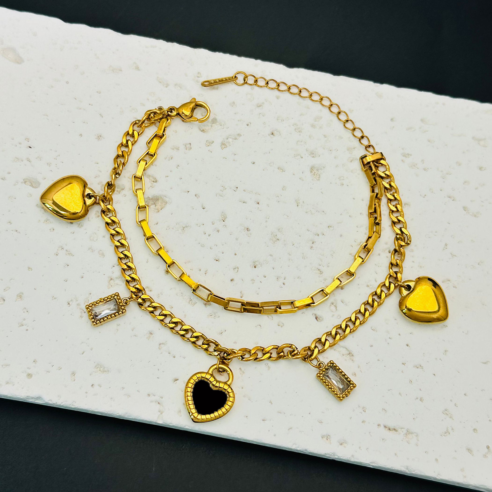 Nuevas pulseras de moda de doble cara amor oro 18k no desvanecer pulseras de doble capa para mujeres nuevas joyas de acero de titanio lujoso