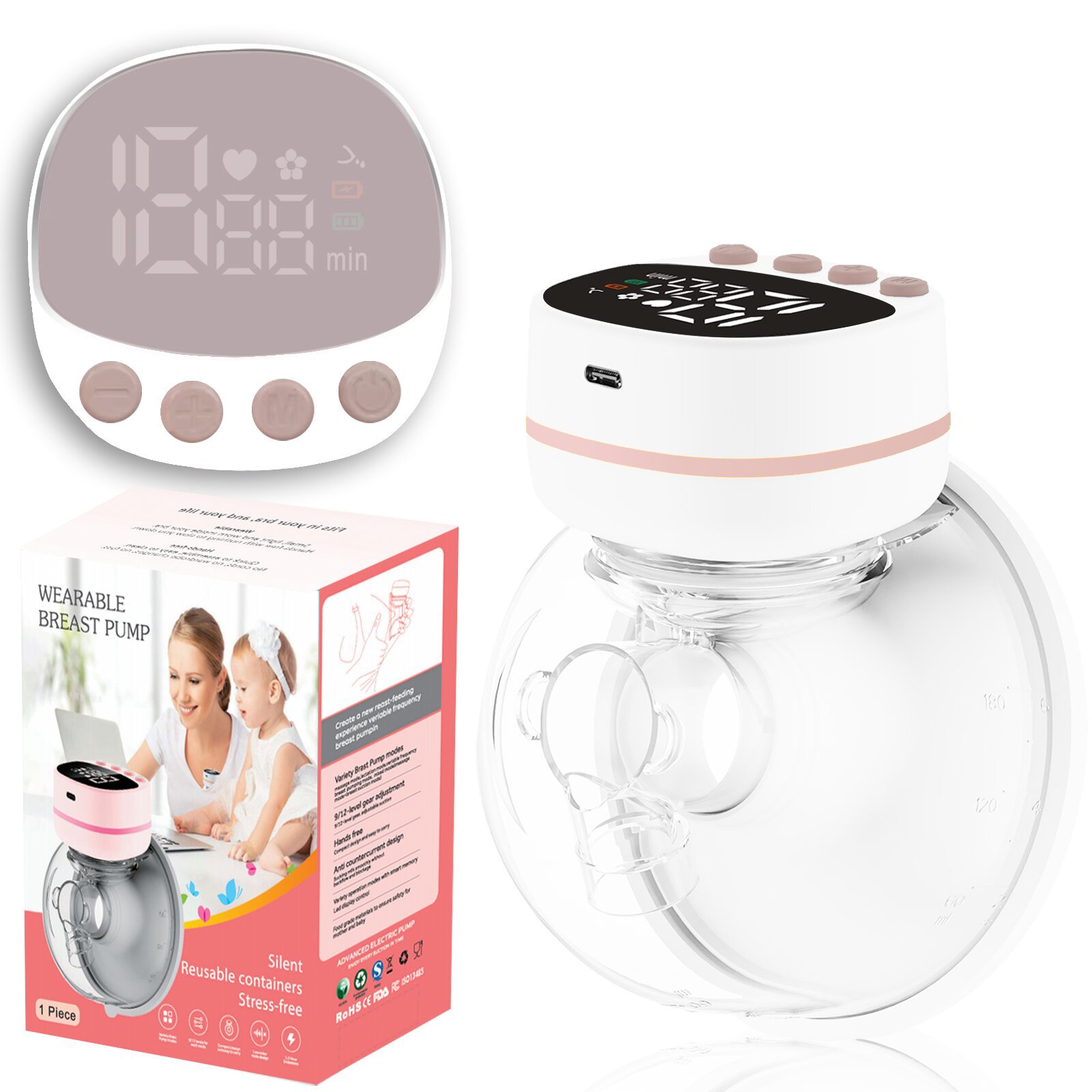 Cross-Border Electric Breast Pump Wearable Baby Breast Milk Portable Breast Pump Silent High Suction Power Customized Wearable Type