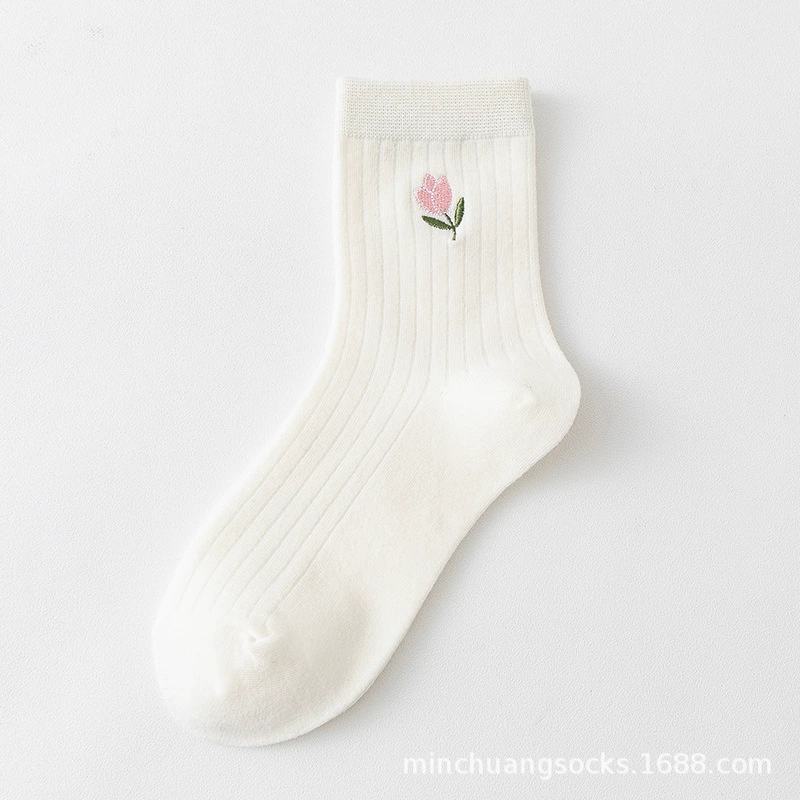 Гольфы (knee socks) в японском стиле, белые, с вышивкой медвежат, демисезонный универсальный размер