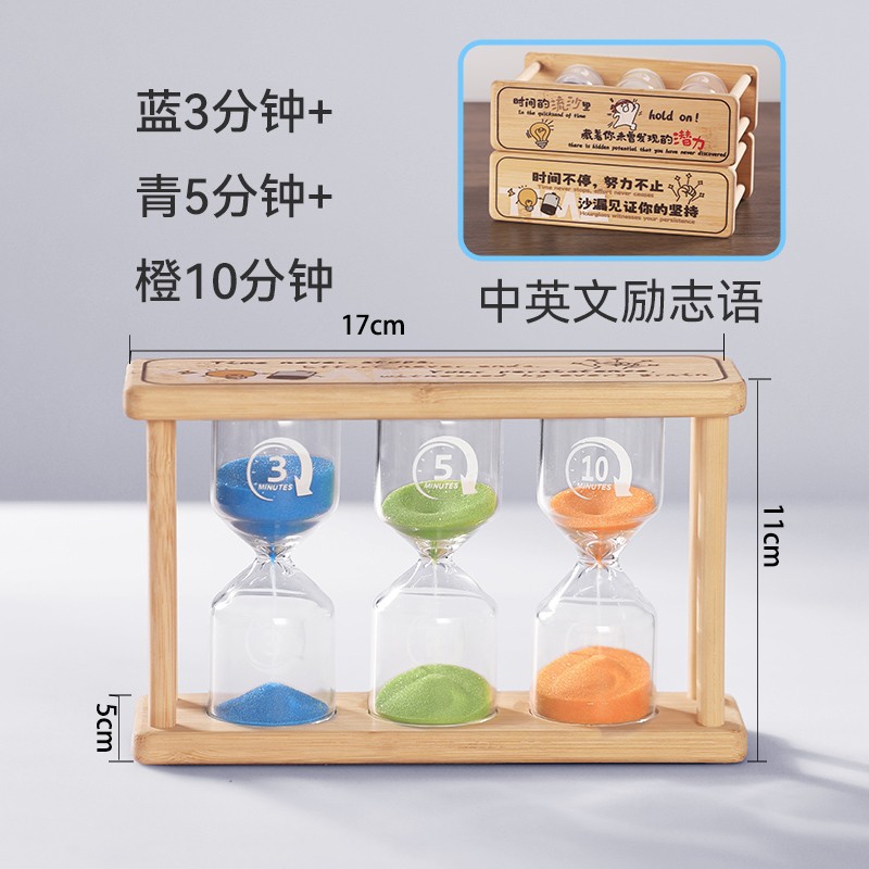 Reloj de arena luminoso redondo de bambú, temporizador resistente para aprendizaje 1/10/30 minutos