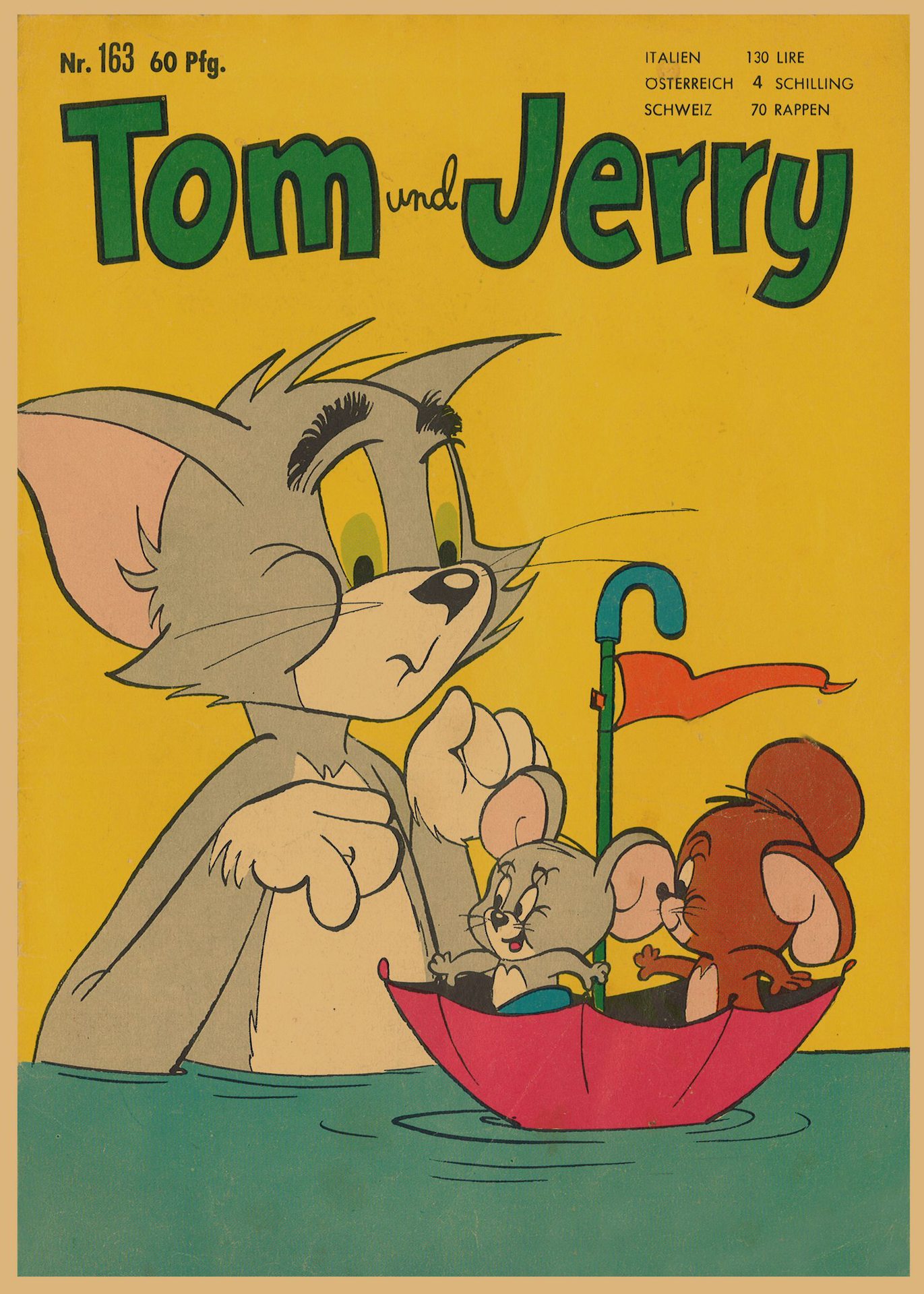 Cat and mouse Tom and Jerry anime kraft paper retro poster…
