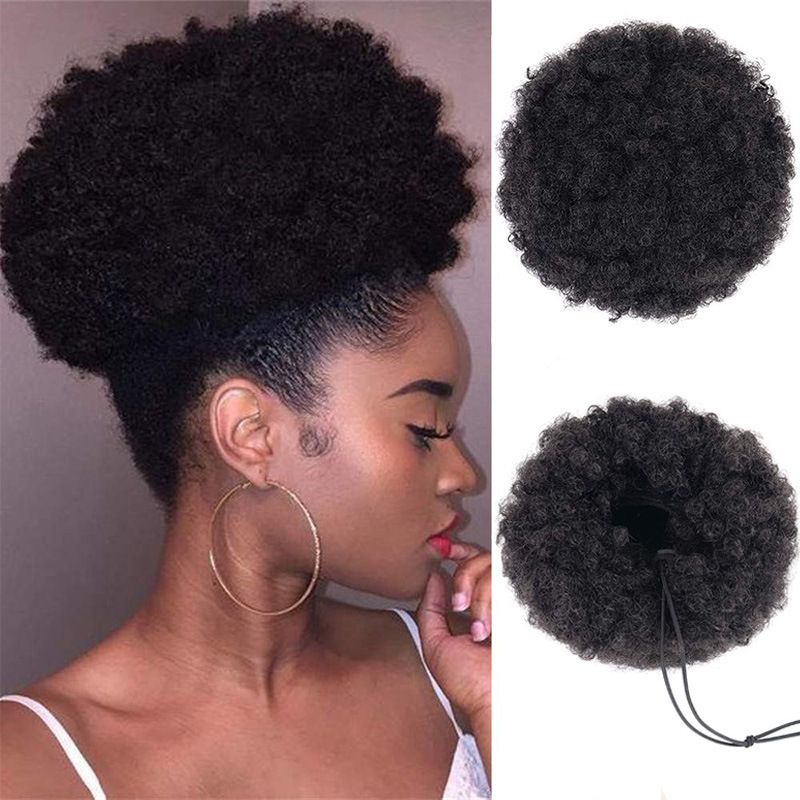 Perucas africanas europeas y americanas transfronterizas afro explotando cabello pan de orugas de cola de caballo broche de cabello xuchang cubierta de cabello