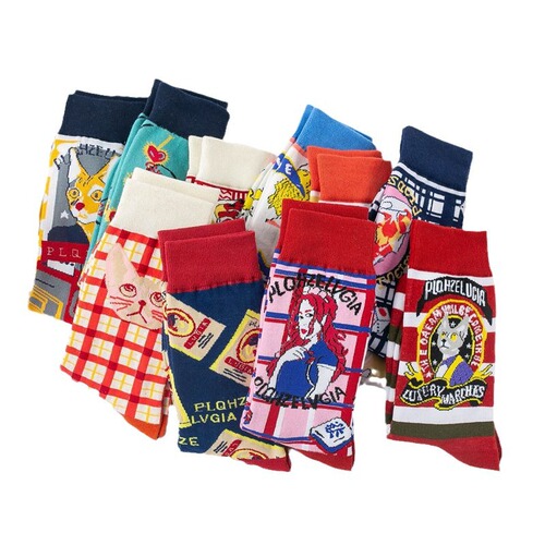 Cross-border socks, European and American fashion socks, high cotton socks, women's socks