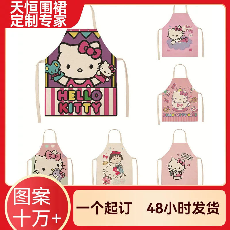 Детский фартук (Hello Kitty), фуксиновая цифровая печать, несменяемый, размеры 47×38 / 68×55 см
