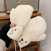 Brand cartoon velvet gloves, winter keep warm set for elementary school students, with little bears, increased thickness