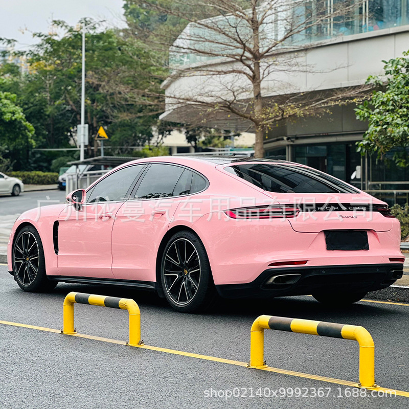 Factory Direct Sales Car Color Change Film Self-Adhesive Pet Ultra-Bright Crystal Blush Pink Motorcycle Modification Full Body Wrap Film