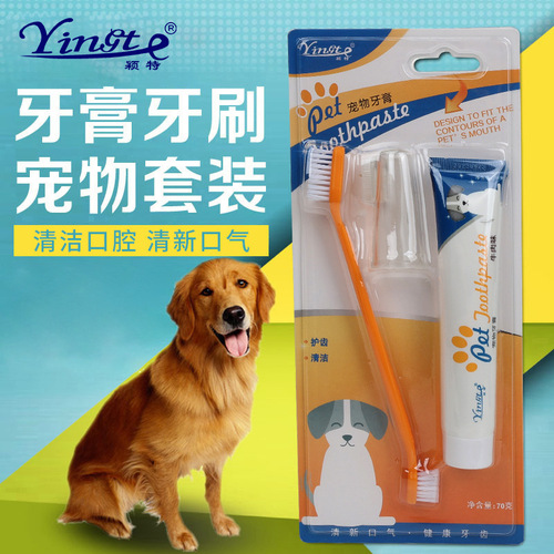 Pet Toothbrush Toothpaste Cat and Dog Toothpaste Set Dog and Cat Oral Care Toothbrush Pet Supplies Factory Direct Sales