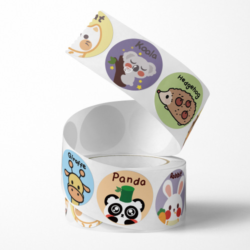 500 pieces/roll reward encouragement pattern stickers kindergarten teacher cartoon hand-painted cute round animal sealing stickers