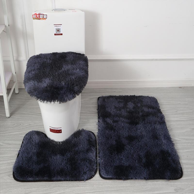 Cross-Border Plain Color Simple Style Silk Wool Bathroom Three-Piece Set for Home Use, Soft and Skin-Friendly Toilet Rug, Dropshipping Available
