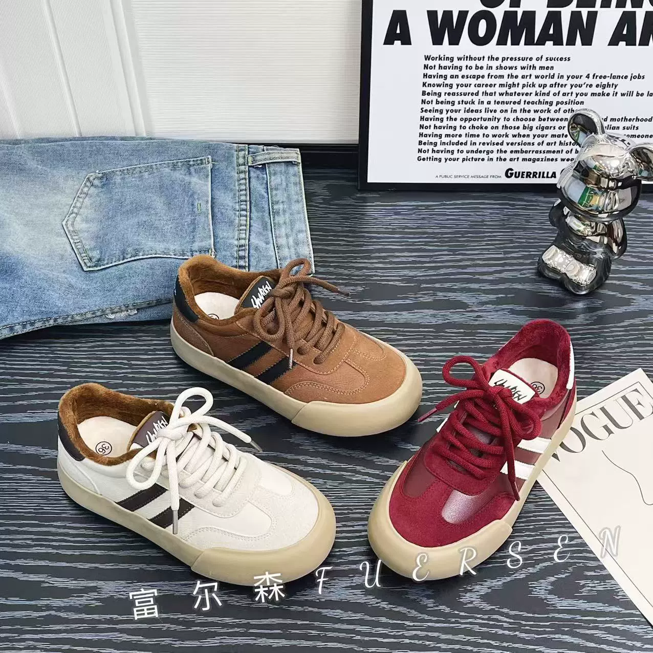Повседневная дикая обувь Mailard Fengde 2024 осень и зима новая ретро бархатная теплая и удобная обувь H1383