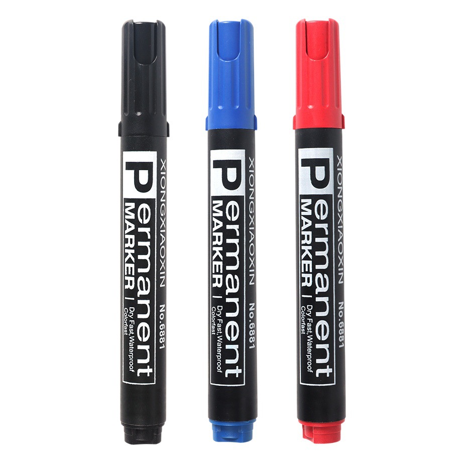 En stock marcador aceitoso 6881 pluma de cabeza grande con tinta negro rojo azul pluma de agua impermeable se desvanecen pluma de gancho al por mayor