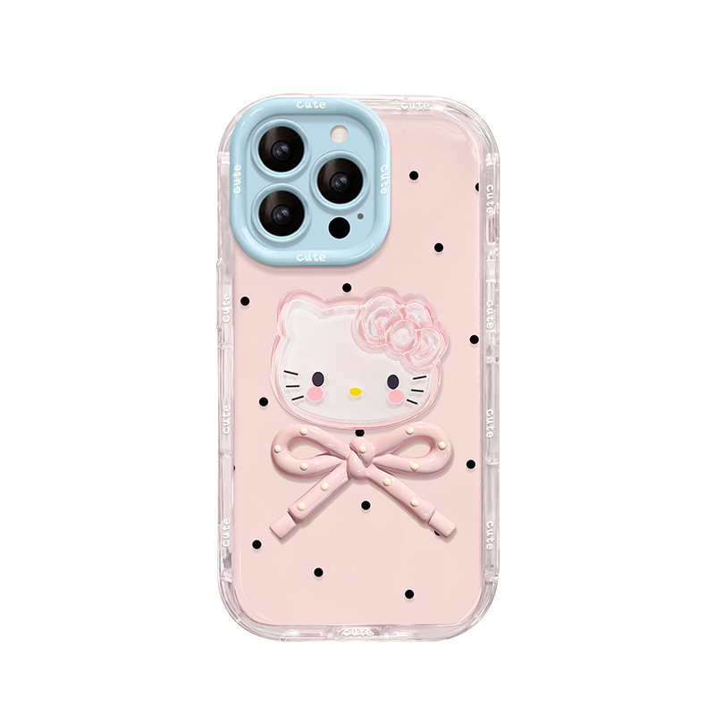 波点kt猫挂绳适用苹果16可爱手机壳iphone17promax甜美15韩风14女|undefined