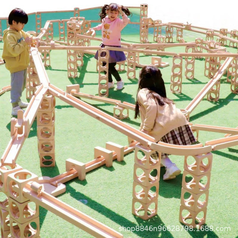 幼稚園大型トラックボールビルディングブロック無垢材大型知育玩具子供のビルディングブロック高架橋磁気|undefined
